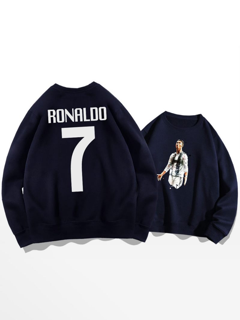 Cristiano Training Sweatshirt Ronaldo Numéro 7 Haut Homme - Bleu Foncé