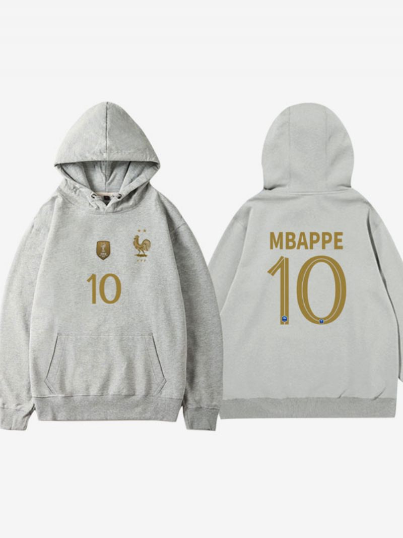 Équipe France Les Bleus Numéro 10 Mbappé Sweat À Capuche Bleu Pour Homme - Gris