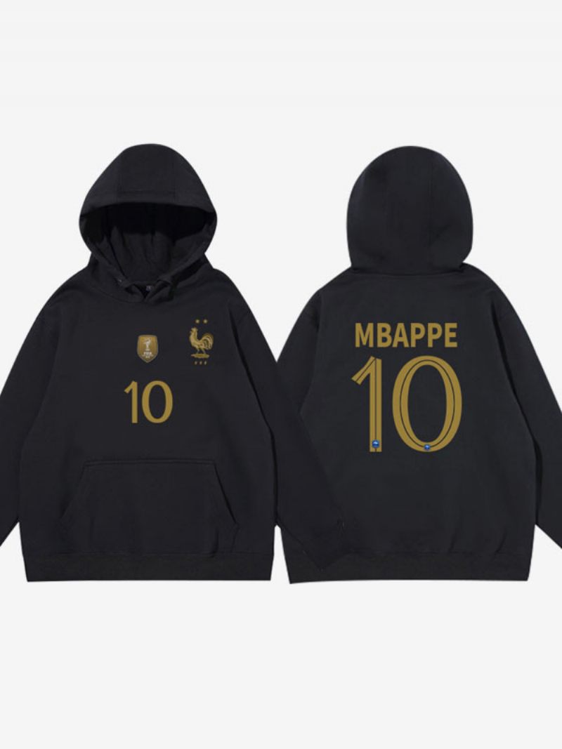 Équipe France Les Bleus Numéro 10 Mbappé Sweat À Capuche Bleu Pour Homme - Noir