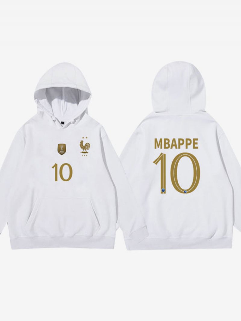 Équipe France Les Bleus Numéro 10 Mbappé Sweat À Capuche Bleu Pour Homme - Blanc