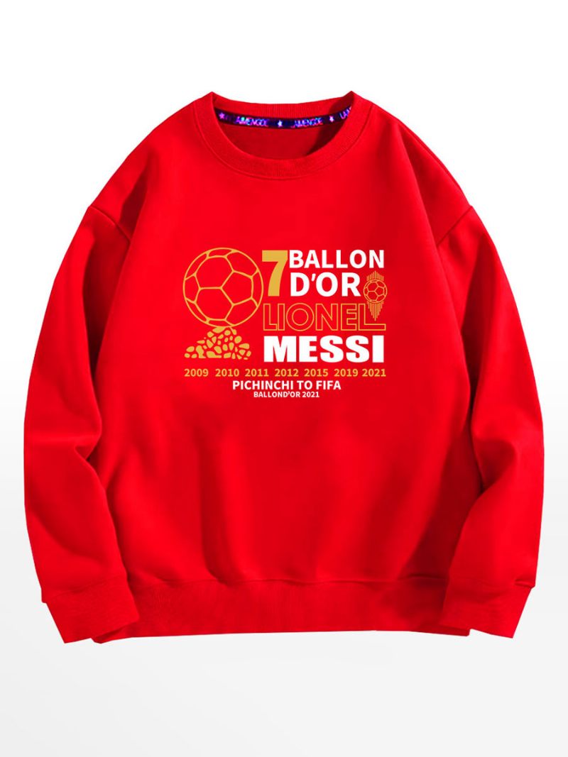 Messi Ballon D'or Sweat Haut Homme - Rouge