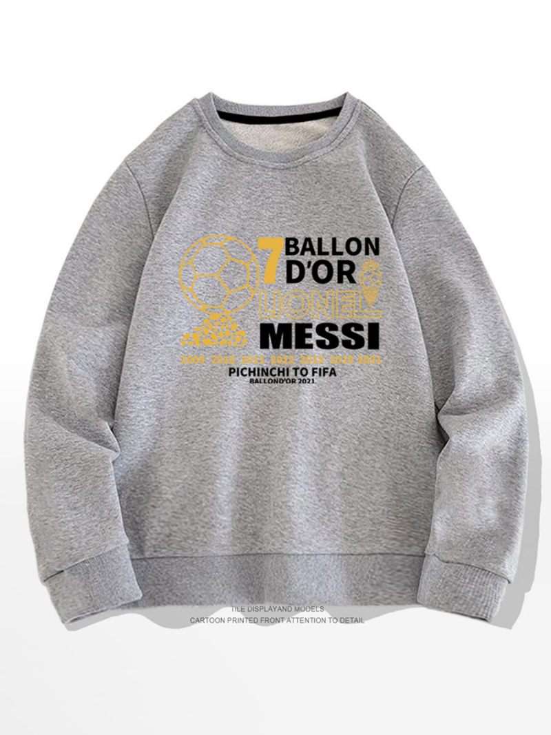 Messi Ballon D'or Sweat Haut Homme - Gris Clair