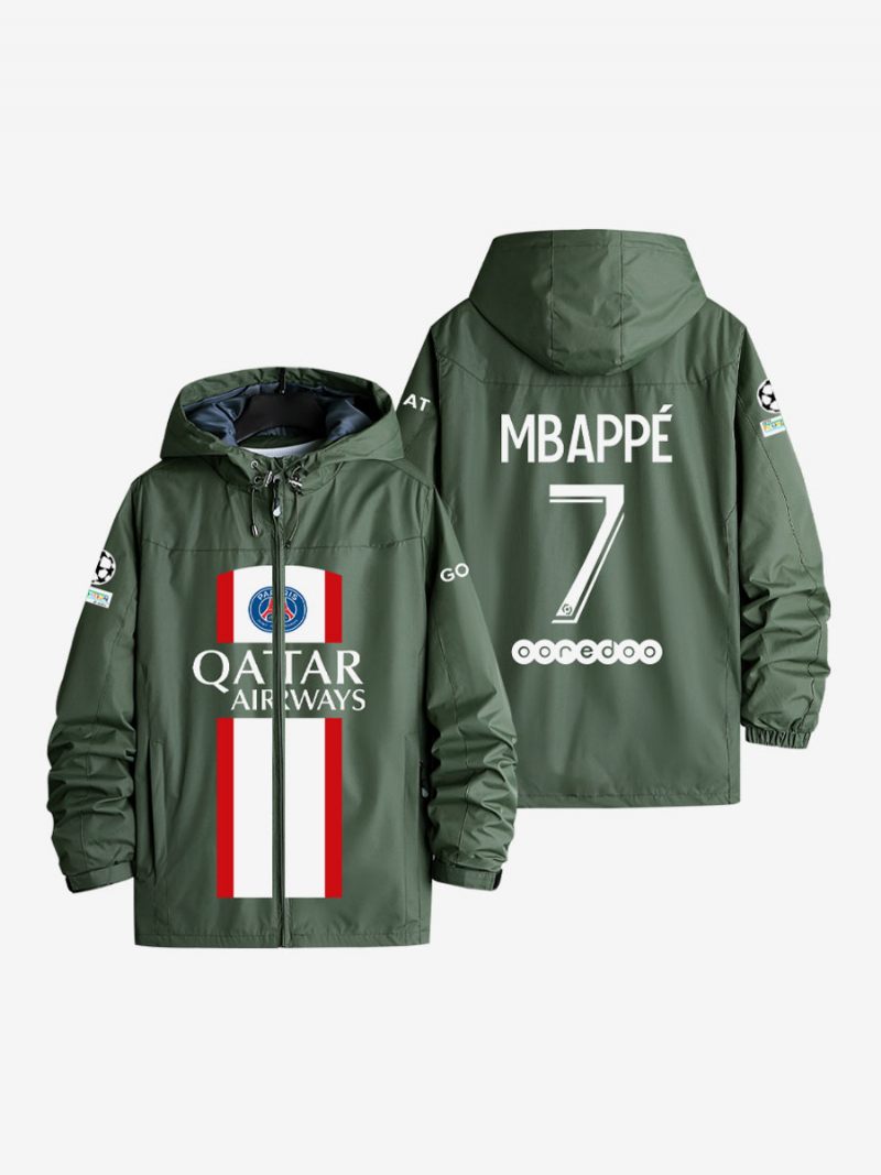 Psg Numéro 7 Mbappé Veste À Capuche Pour Homme Manches Longues Manteau Bleu 2024 - Vert Chasseur