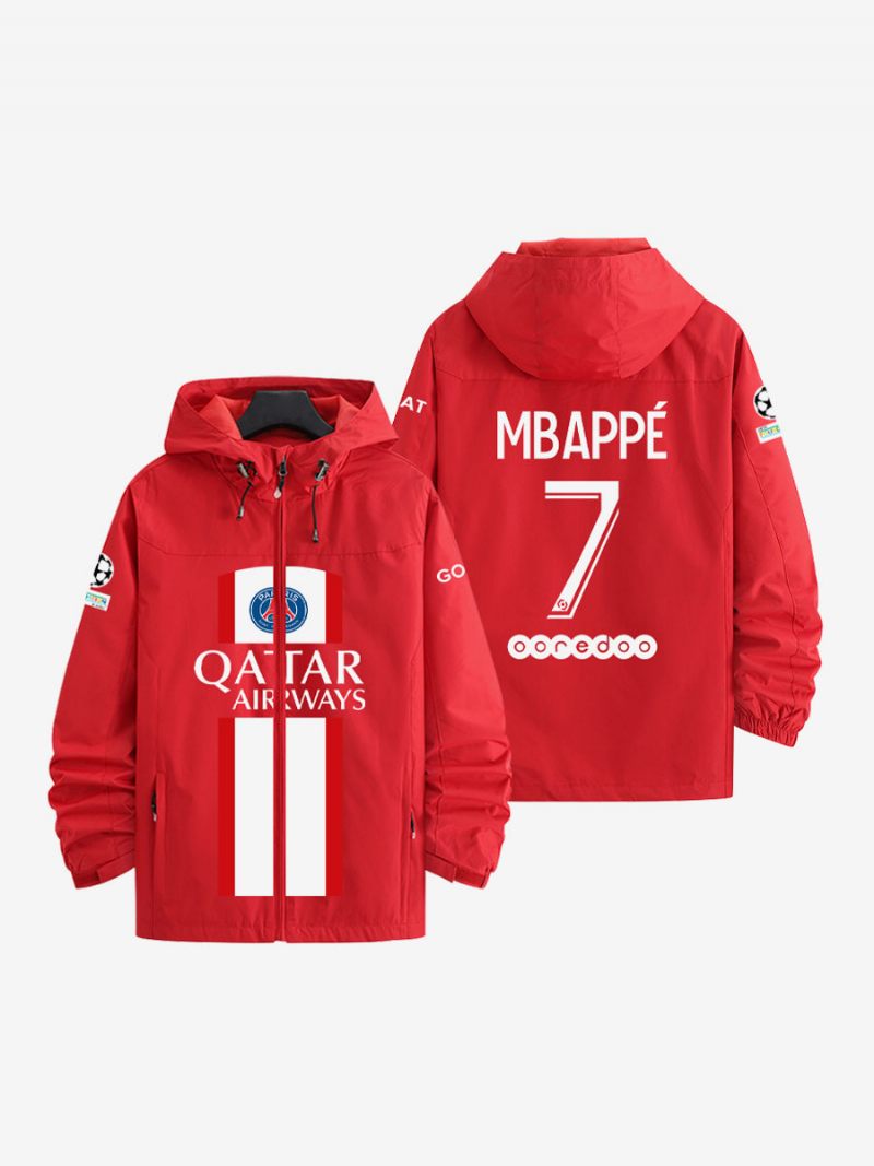 Psg Numéro 7 Mbappé Veste À Capuche Pour Homme Manches Longues Manteau Bleu 2024 - Rouge