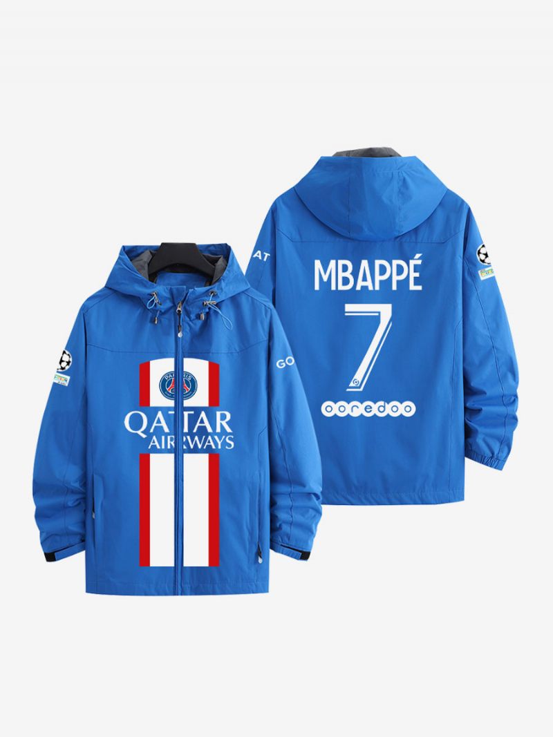 Psg Numéro 7 Mbappé Veste À Capuche Pour Homme Manches Longues Manteau Bleu 2024 - Bleu