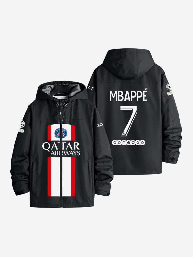 Psg Numéro 7 Mbappé Veste À Capuche Pour Homme Manches Longues Manteau Bleu 2024 - Noir