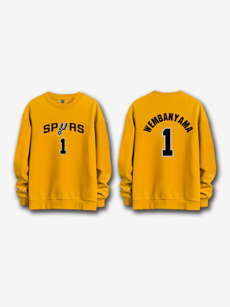 San Antonio Spurs Numéro 1 Wembanyama Sweat-shirt Pour Hommes - Jaune