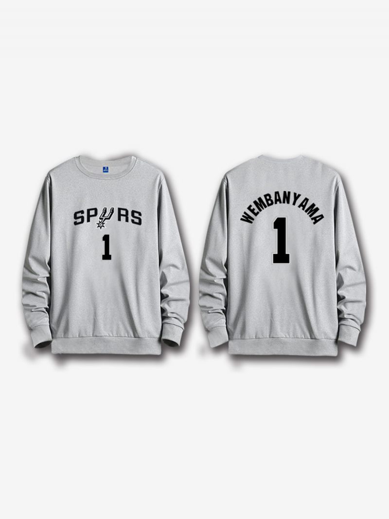 San Antonio Spurs Numéro 1 Wembanyama Sweat-shirt Pour Hommes - Gris