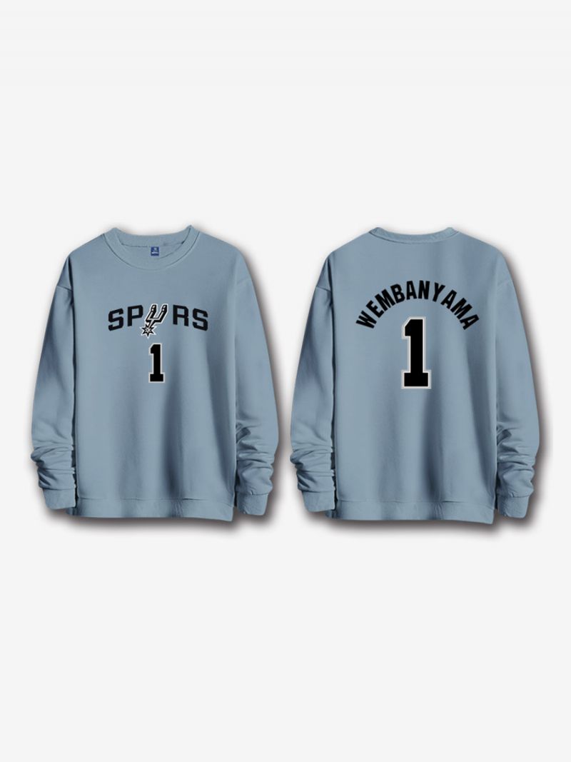 San Antonio Spurs Numéro 1 Wembanyama Sweat-shirt Pour Hommes - Bleu Gris