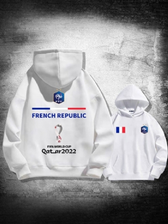 Sweat À Capuche Blanc Homme Equipe France Qatar 2022 Haut Manches Longues