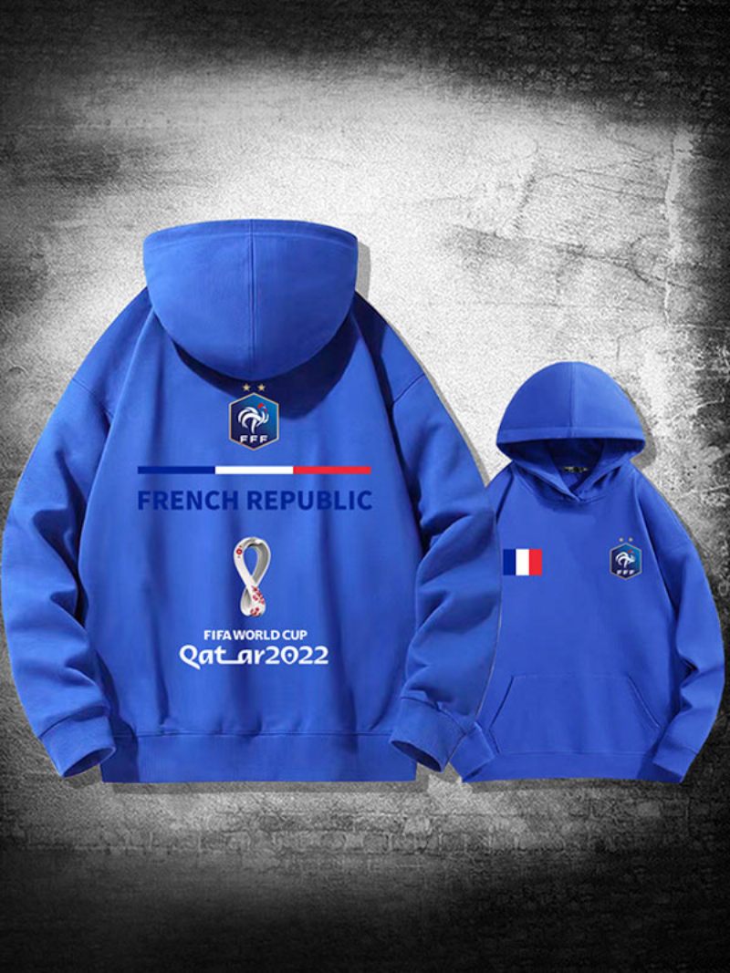 Sweat À Capuche Blanc Homme Equipe France Qatar 2022 Haut Manches Longues - Bleu