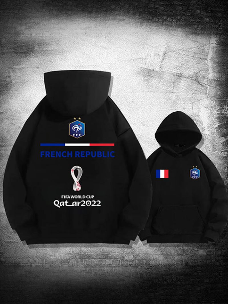 Sweat À Capuche Blanc Homme Equipe France Qatar 2022 Haut Manches Longues - Noir