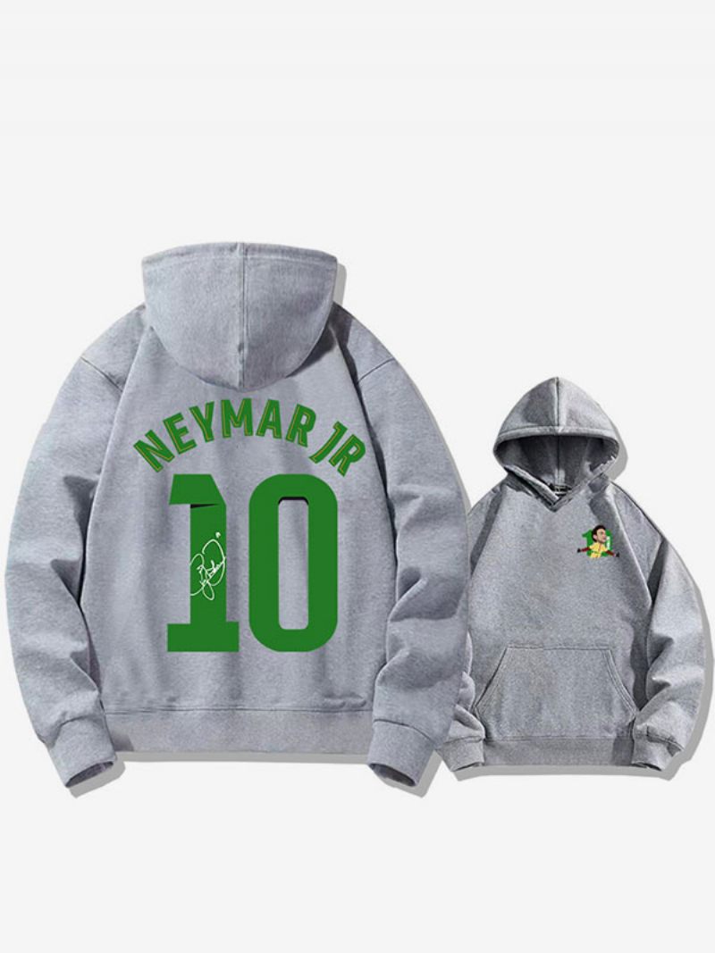 Sweat À Capuche D'entraînement Brésil Neymar Numéro 10 Pour Homme - Gris Clair