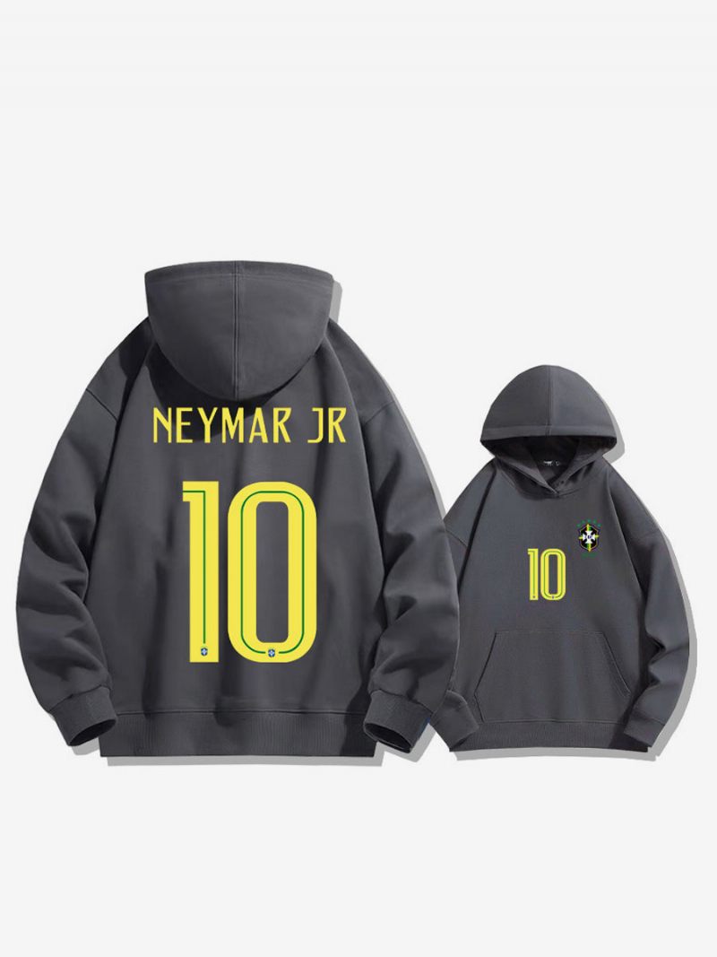 Sweat À Capuche D'entraînement Brésil Neymar Numéro 10 Pour Homme - Gris Foncé