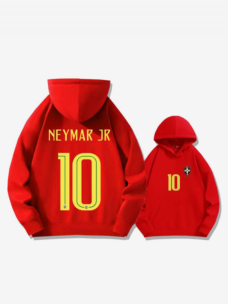 Sweat À Capuche D'entraînement Brésil Neymar Numéro 10 Pour Homme - Rouge