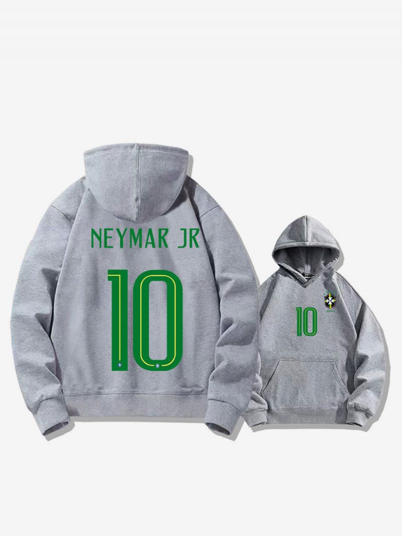 Sweat À Capuche D'entraînement Brésil Neymar Numéro 10 Pour Homme - Gris Clair