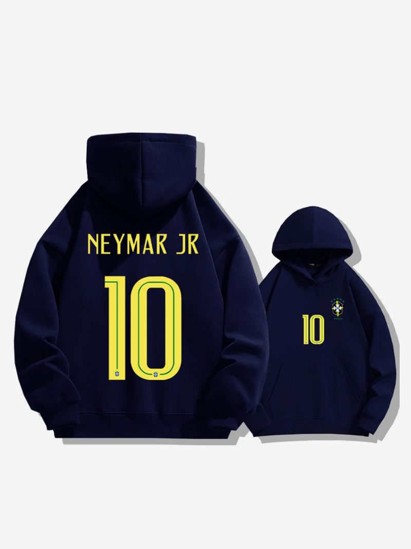 Sweat À Capuche D'entraînement Brésil Neymar Numéro 10 Pour Homme - Bleu Profond