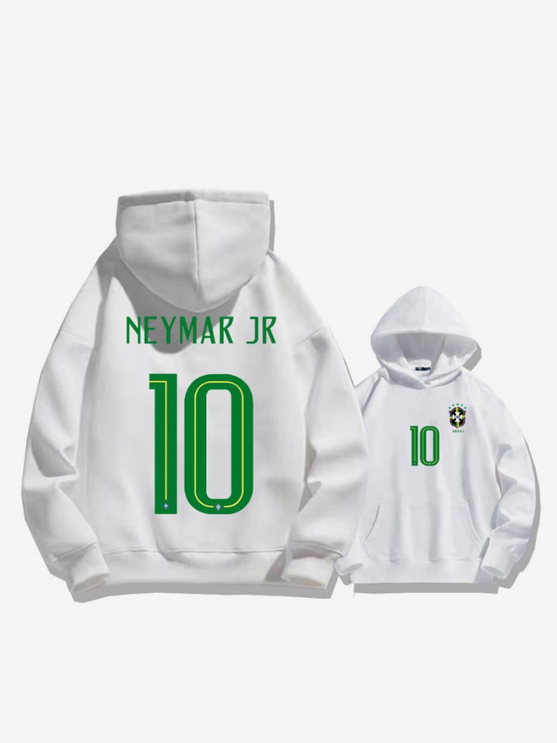 Sweat À Capuche D'entraînement Brésil Neymar Numéro 10 Pour Homme - Blanc