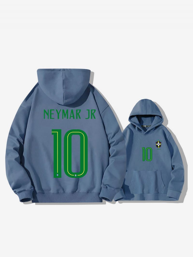 Sweat À Capuche D'entraînement Brésil Neymar Numéro 10 Pour Homme - Bleu Gris