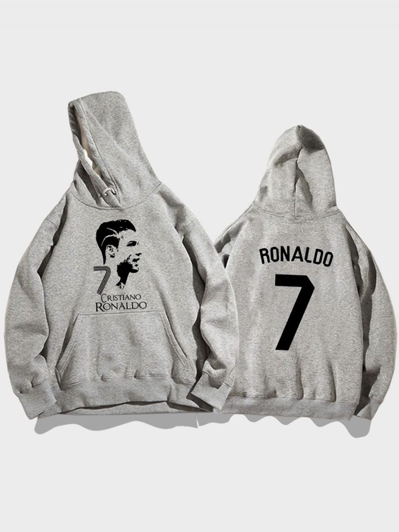 Sweat À Capuche D'entraînement Cristiano Ronaldo Numéro 7 Pour Homme - Gris