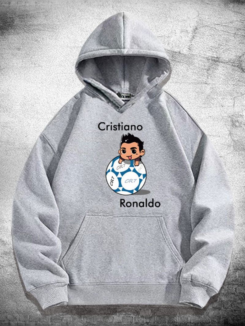 Sweat À Capuche Manches Longues Ronaldo Pour Hommes - Gris Clair