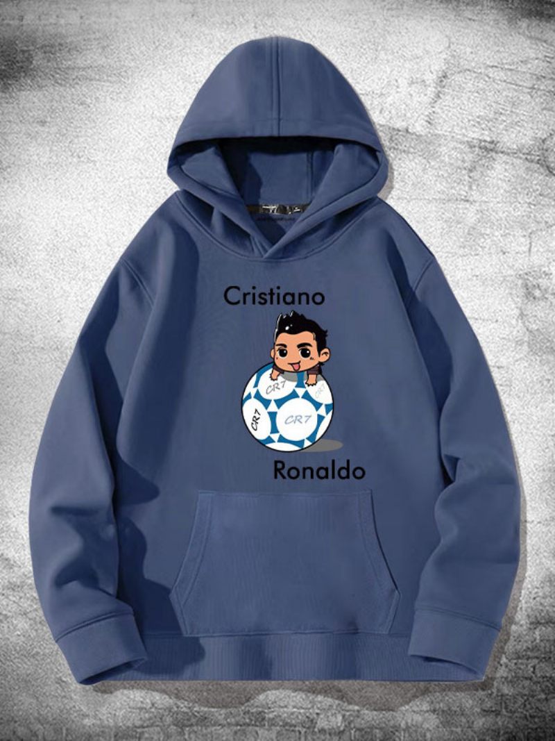 Sweat À Capuche Manches Longues Ronaldo Pour Hommes - Bleu Gris