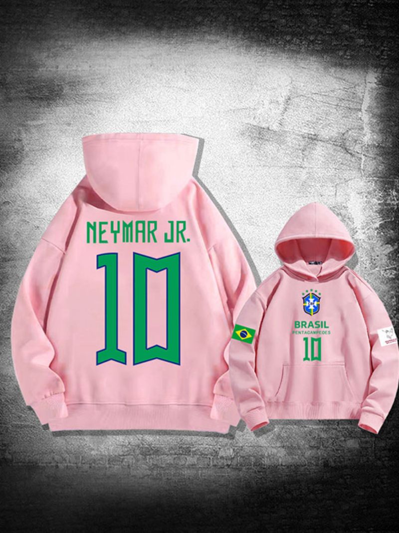 Sweat À Capuche Neymar Jr Qatar 2022 Manches Longues Pour Homme - Rose