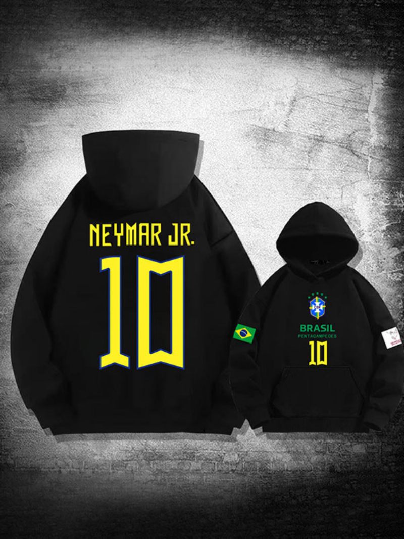 Sweat À Capuche Neymar Jr Qatar 2022 Manches Longues Pour Homme - Noir