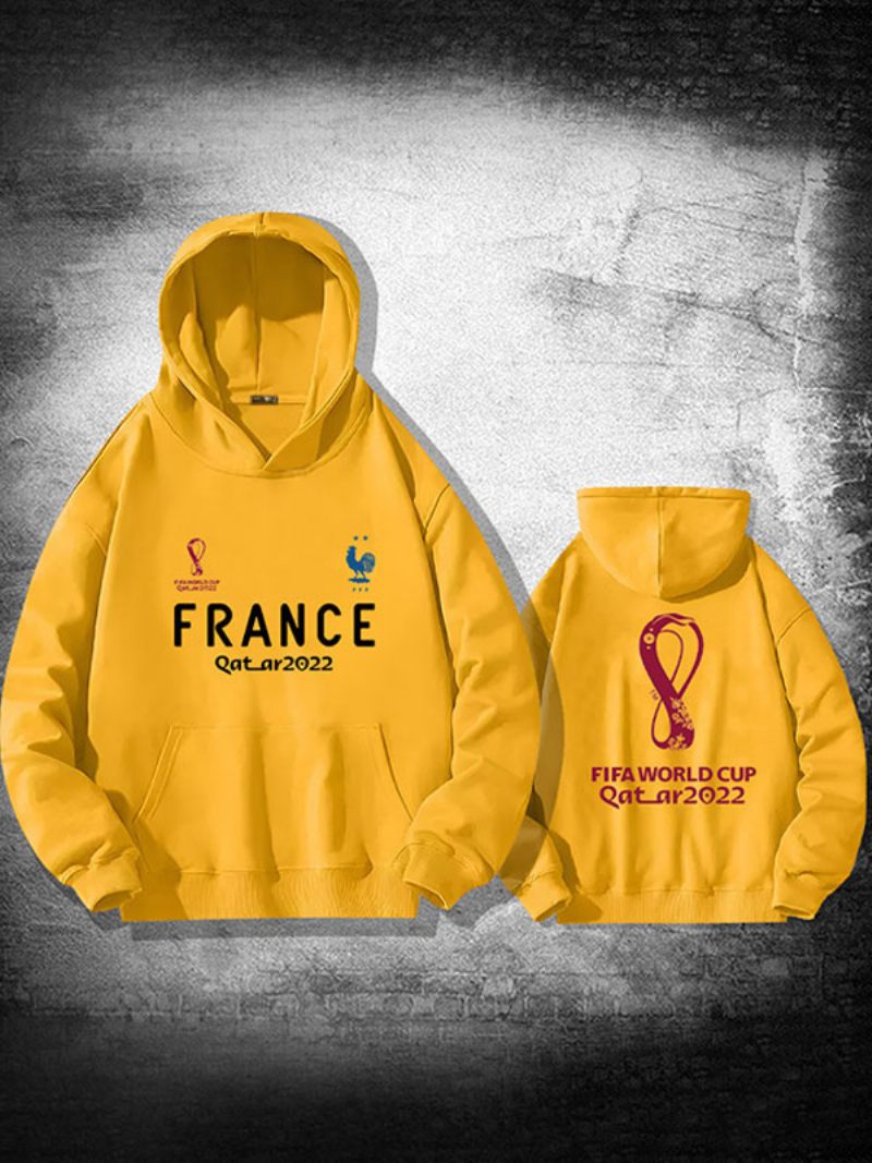 Sweat À Capuche Noir Homme Equipe France Qatar 2022 Haut Manches Longues - Jaune