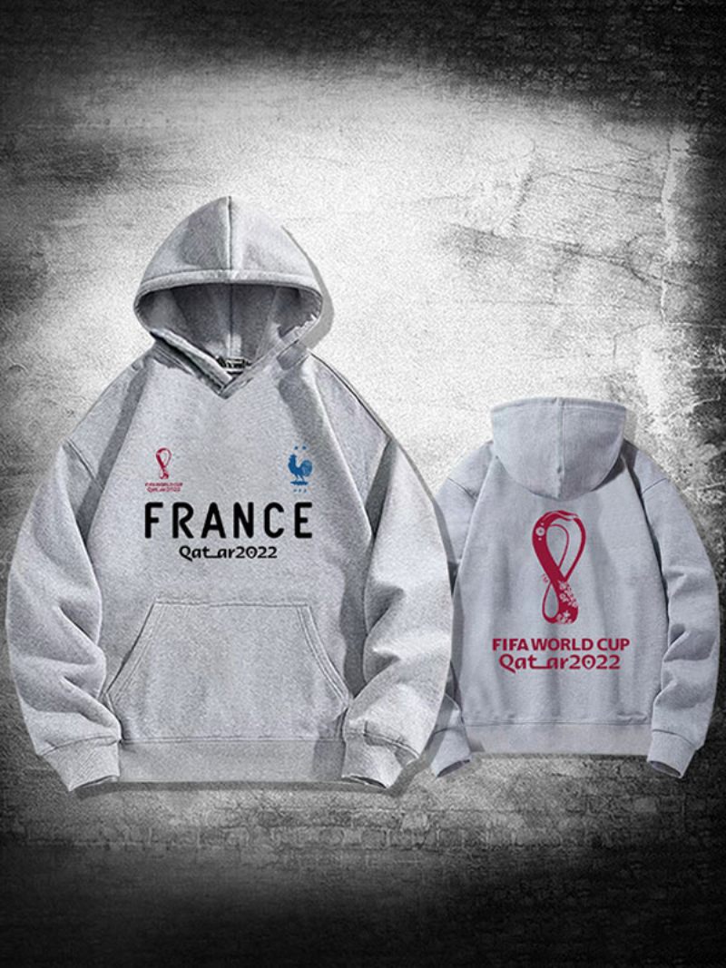 Sweat À Capuche Noir Homme Equipe France Qatar 2022 Haut Manches Longues - Gris Clair