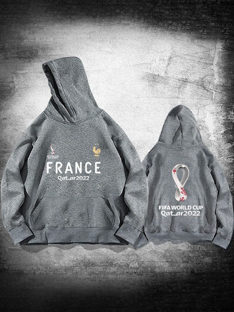 Sweat À Capuche Noir Homme Equipe France Qatar 2022 Haut Manches Longues - Gris