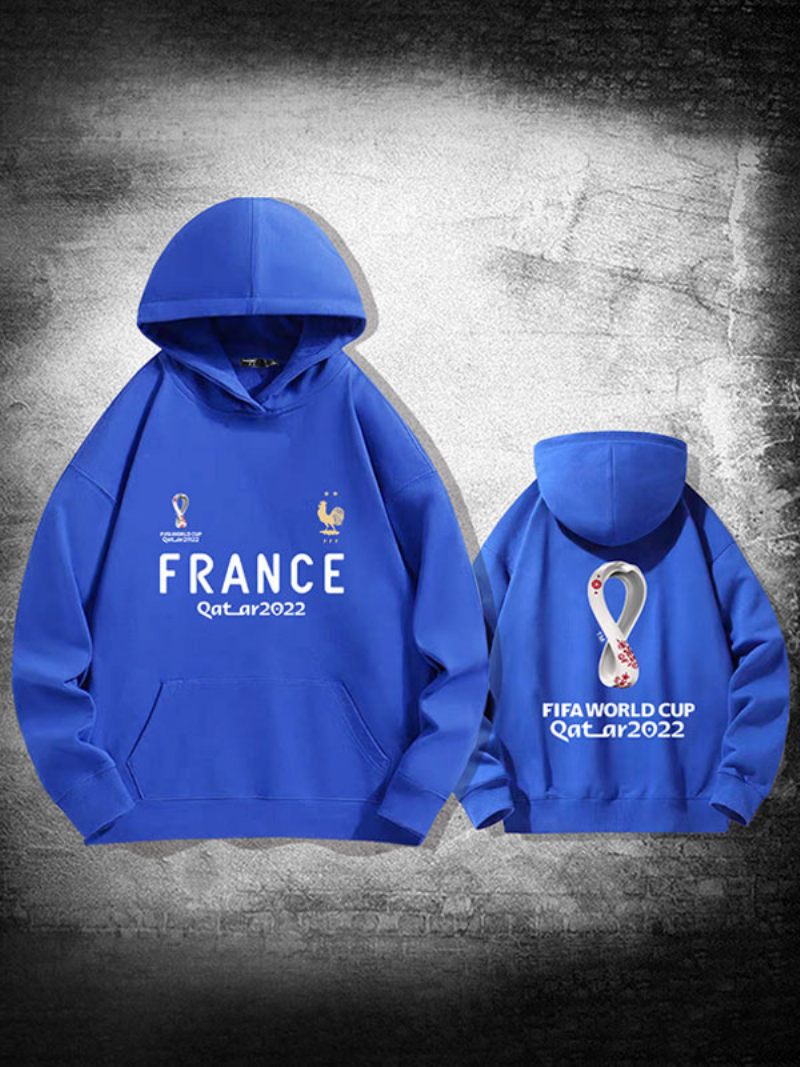 Sweat À Capuche Noir Homme Equipe France Qatar 2022 Haut Manches Longues - Bleu