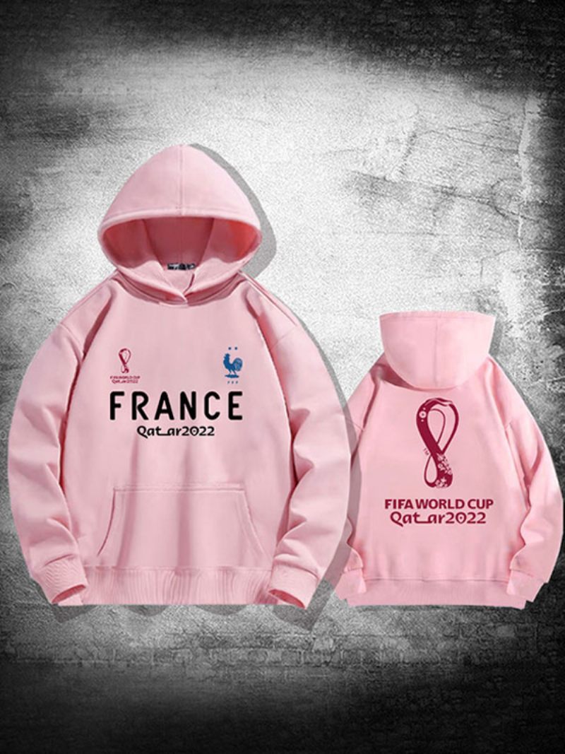 Sweat À Capuche Noir Homme Equipe France Qatar 2022 Haut Manches Longues - Rose