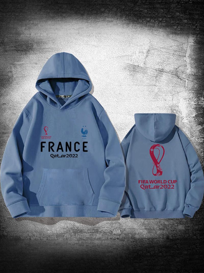 Sweat À Capuche Noir Homme Equipe France Qatar 2022 Haut Manches Longues - Bleu Gris