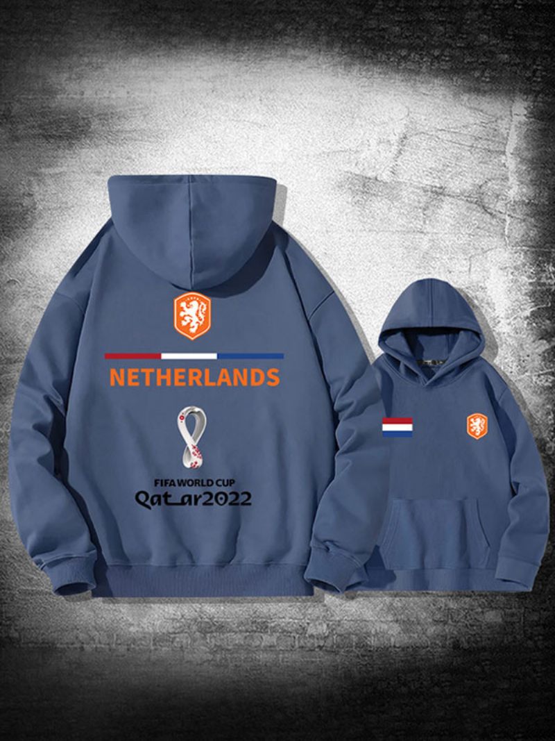 Sweat À Capuche Rouge Homme Equipe France Qatar 2022 Haut Manches Longues - Bleu Gris