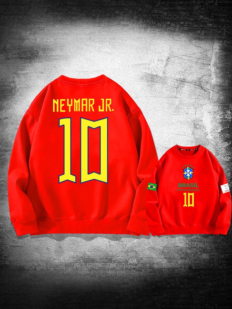 Sweat D'entraînement Brésil Neymar Numéro 10 Haut Homme - Rouge