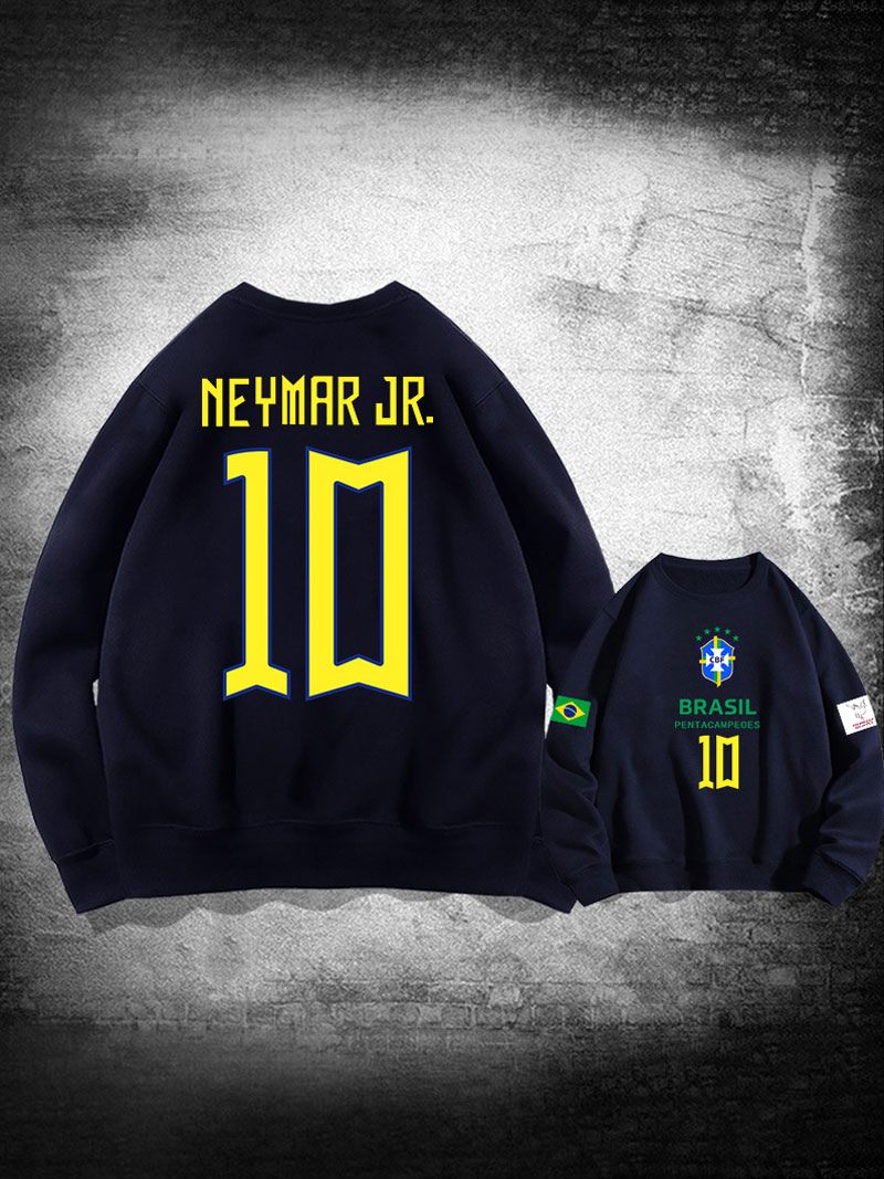 Sweat D'entraînement Brésil Neymar Numéro 10 Haut Homme - Bleu Foncé