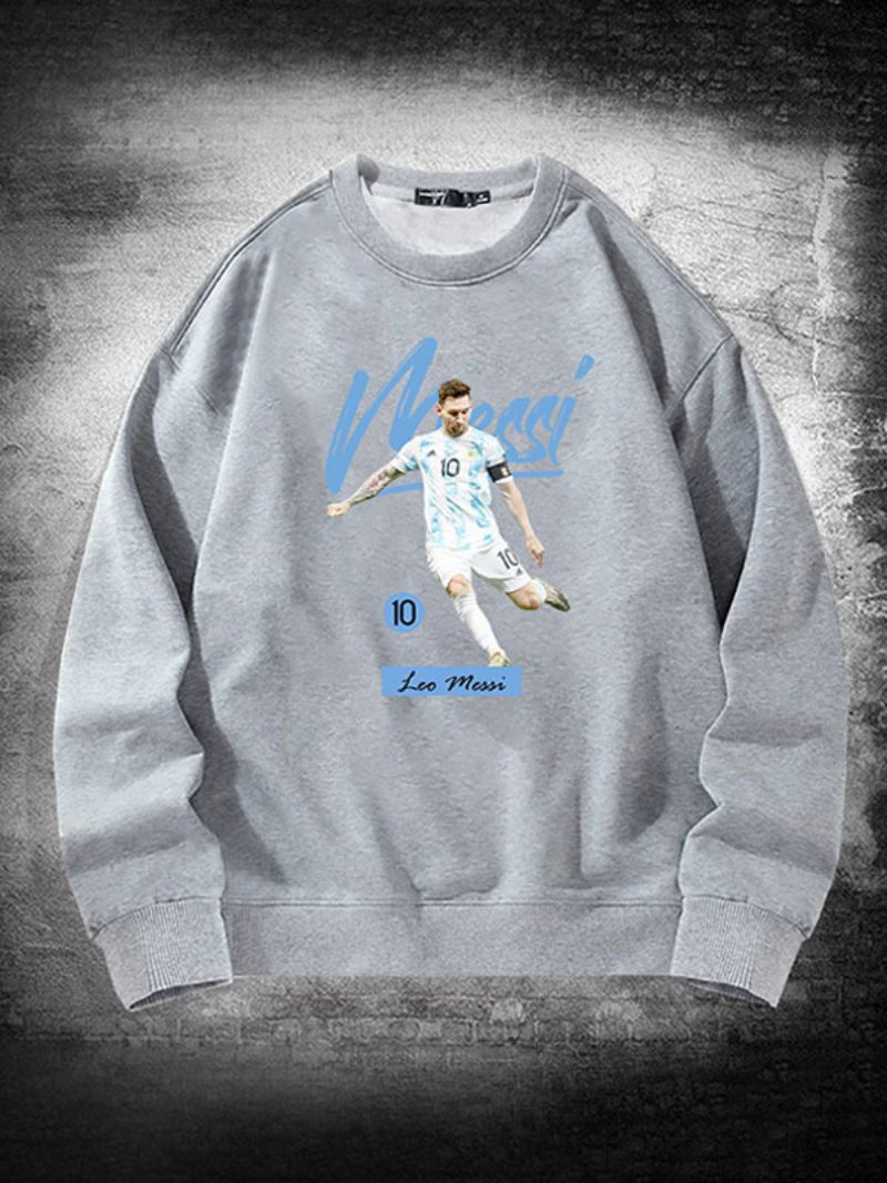 Sweat-shirt Argentine Messi À Manches Longues Pour Hommes - Gris Clair