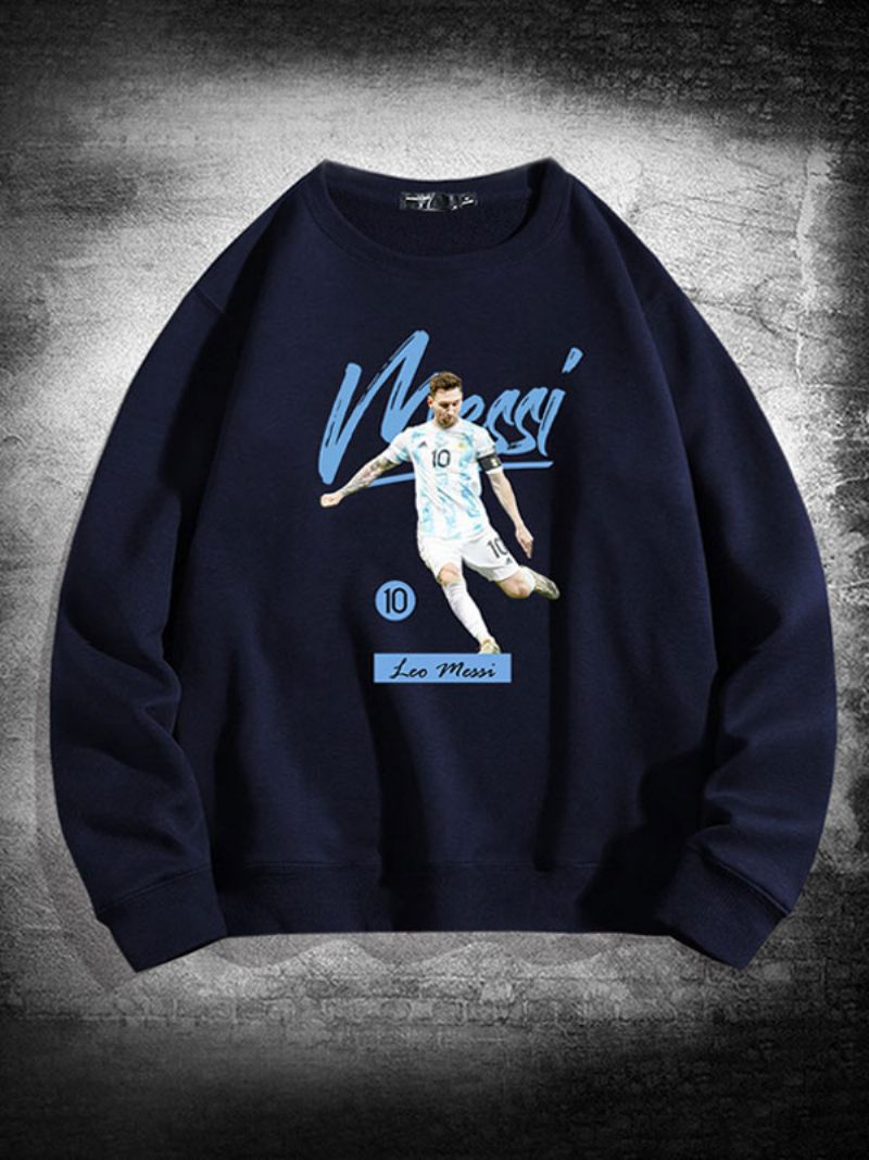 Sweat-shirt Argentine Messi À Manches Longues Pour Hommes - Bleu Foncé