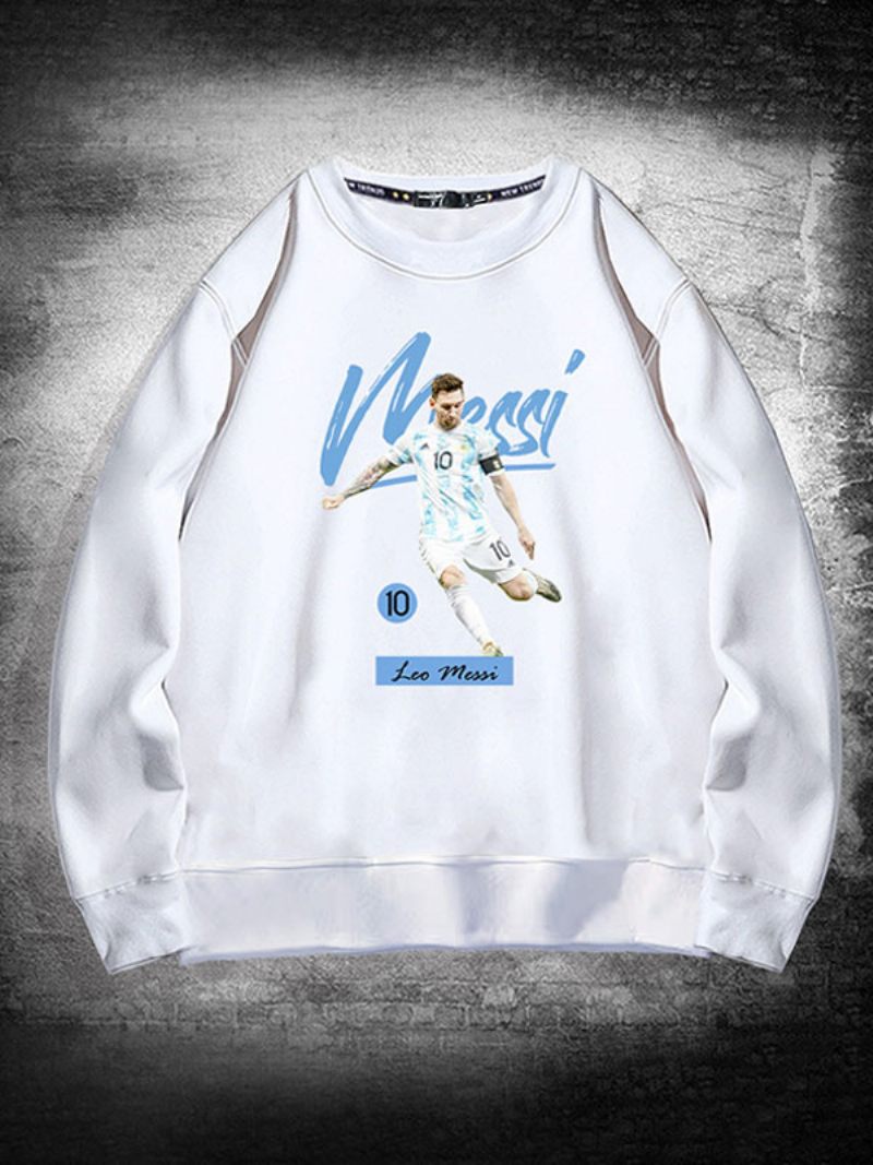 Sweat-shirt Argentine Messi À Manches Longues Pour Hommes - Blanc