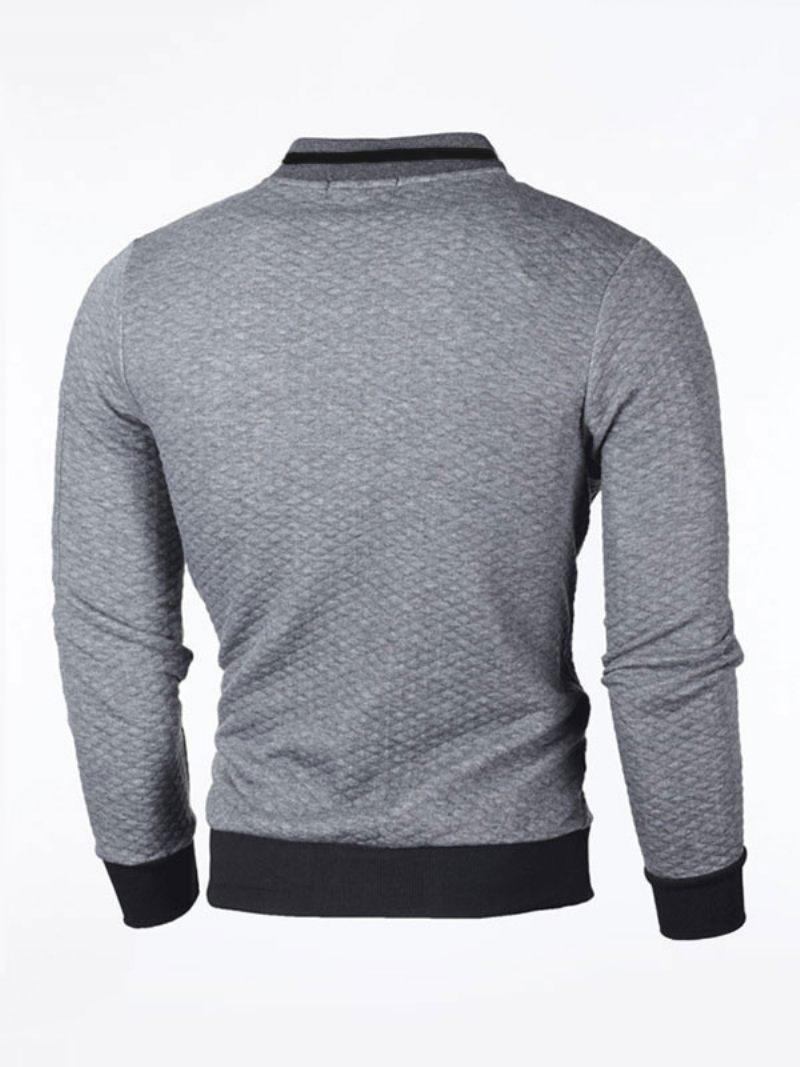 Sweat-shirt À Capuche Pour Hommes Col Portrait Manches Longues Polyester Gris Foncé - Gris Foncé