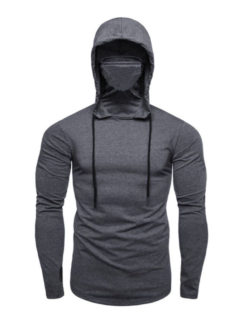 Sweat-shirt À Capuche Pour Hommes Manches Longues Polyester Gris