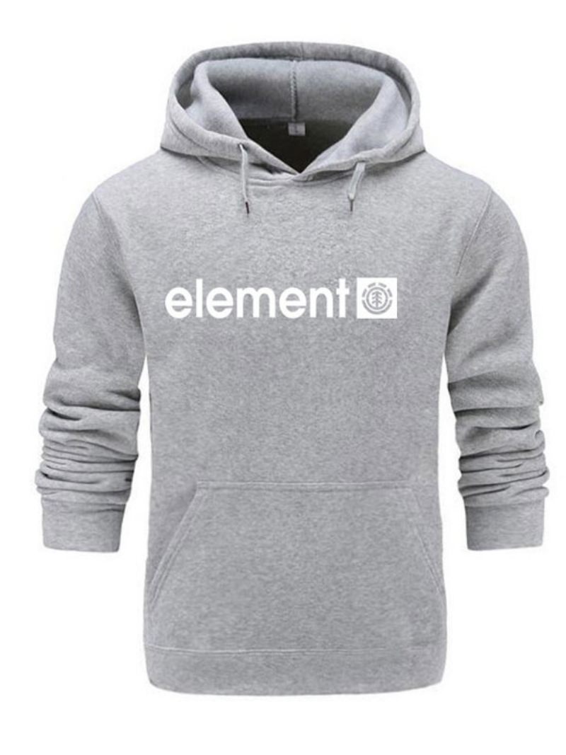 Sweat-shirt À Capuche Pour Hommes Manches Longues Polyester Gris Foncé - Gris Clair