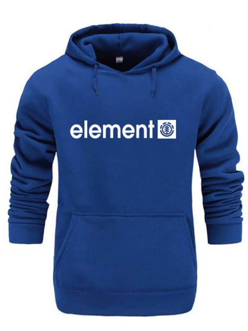 Sweat-shirt À Capuche Pour Hommes Manches Longues Polyester Gris Foncé - Bleu