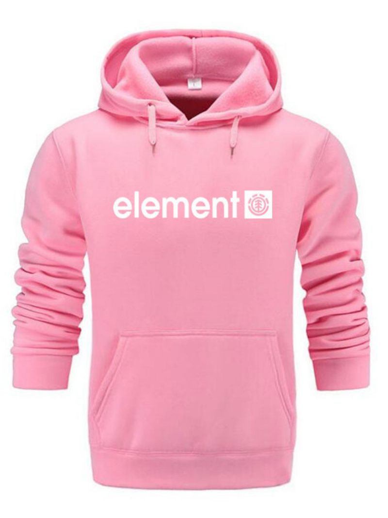 Sweat-shirt À Capuche Pour Hommes Manches Longues Polyester Gris Foncé - Rose