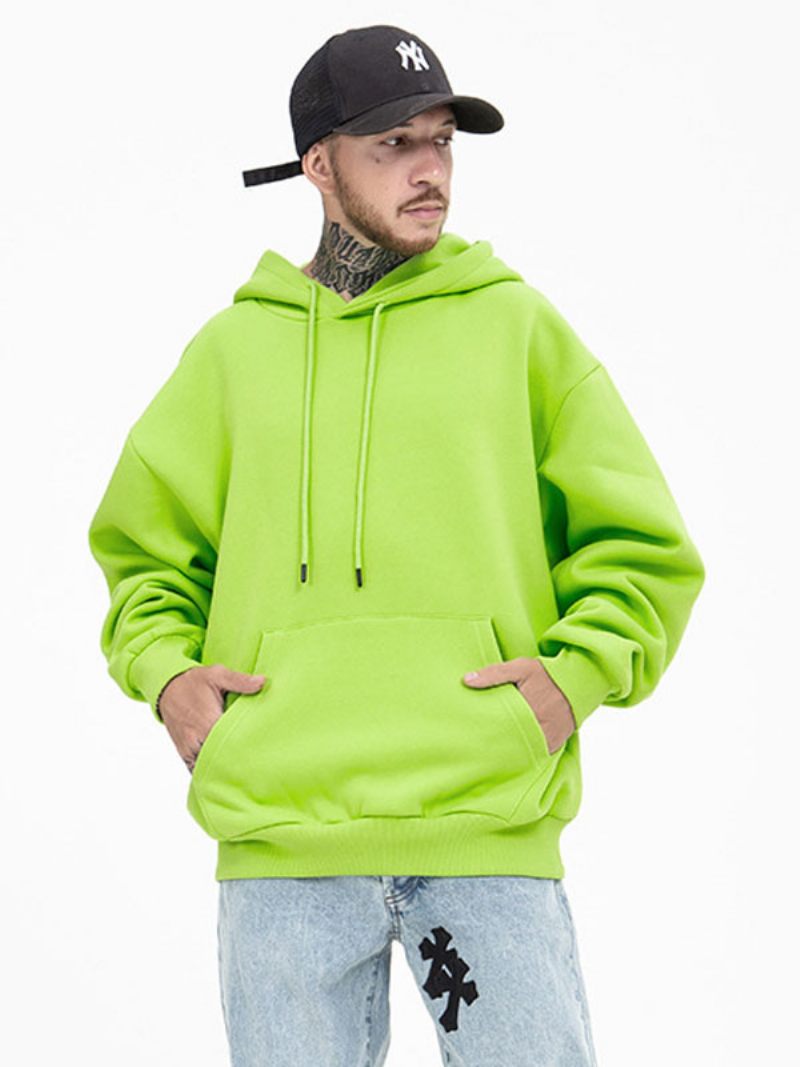 Sweat-shirt À Capuche Manches Longues Polyester Pour Hommes - Vert