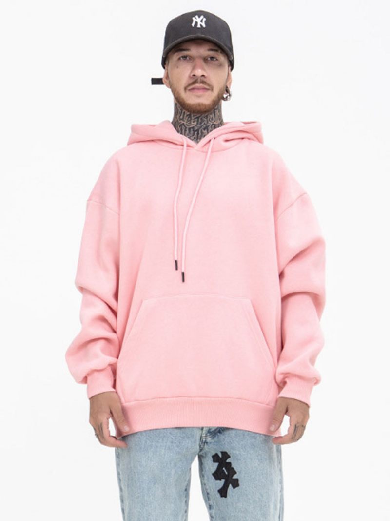 Sweat-shirt À Capuche Manches Longues Polyester Pour Hommes - Rose