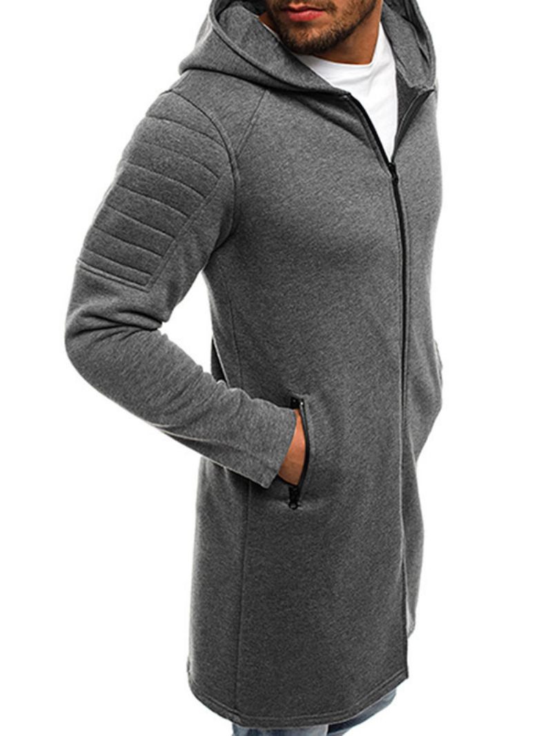 Sweat-shirt À Capuche Polyester Manches Longues Pour Hommes - Gris