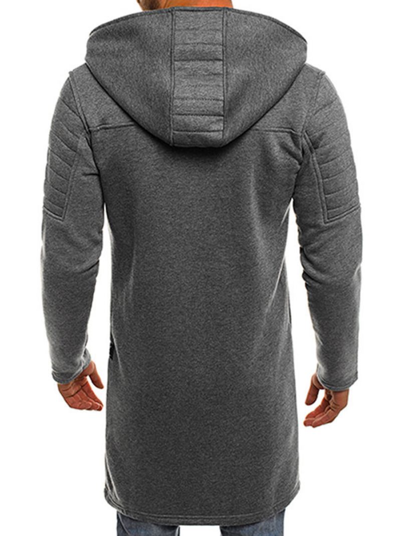 Sweat-shirt À Capuche Polyester Manches Longues Pour Hommes - Gris