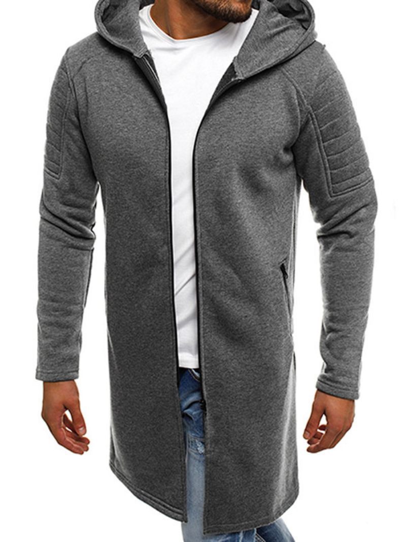 Sweat-shirt À Capuche Polyester Manches Longues Pour Hommes - Gris